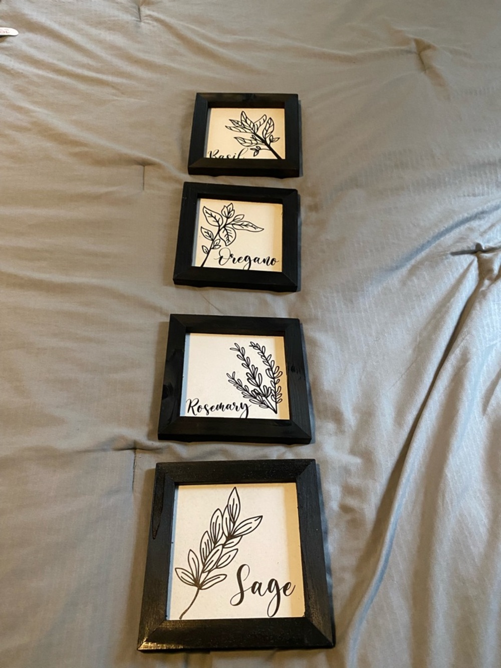Black Framed Herb Wall Art Set - Sage, Rosemary, Oregano, Basil